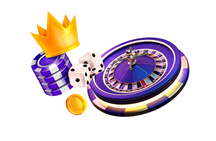 Roulette, chips, crown, dice